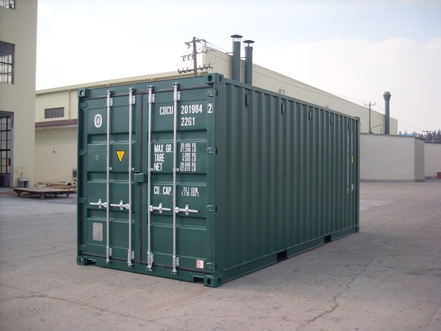 A 20ft steel shipping container, ready for delivery